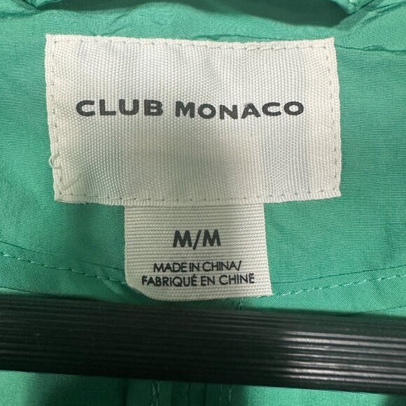 Club Monaco Jacket Womens  Medium Green Zip Up Hooded Pockets Windbreaker Rain - Picture 6 of 9